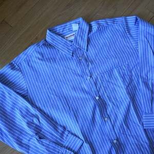 VTG Men's Wear Guard Blue and White Stripe Button Up